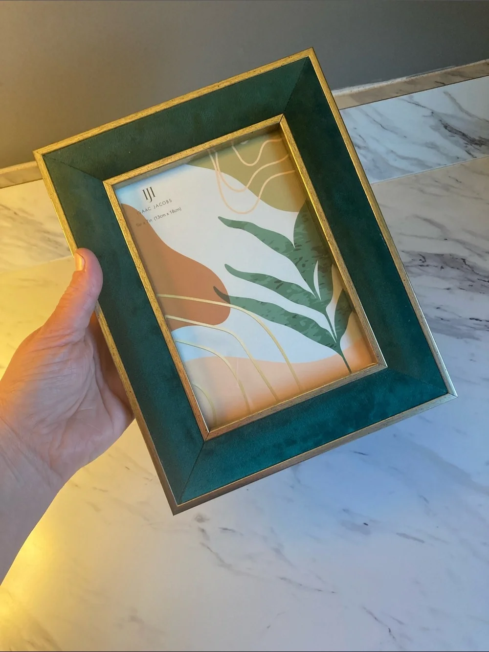 Green Velvet Frame with Gold Trim
